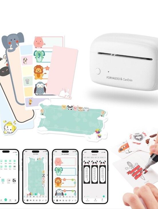 Other - Portable Mini White Label Sticker Printer w/ 4 Boxed Blank Cardstock New In Box